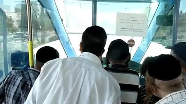 View from inside Jerusalen's light rail train