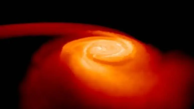 סימולצית מחשב של חומר הנזרק בתהליך מיזוג של כ