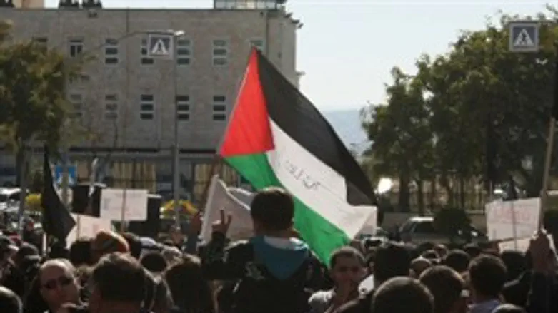 מניפים דגל אש"ף. בדואים מפגינים בירושלים