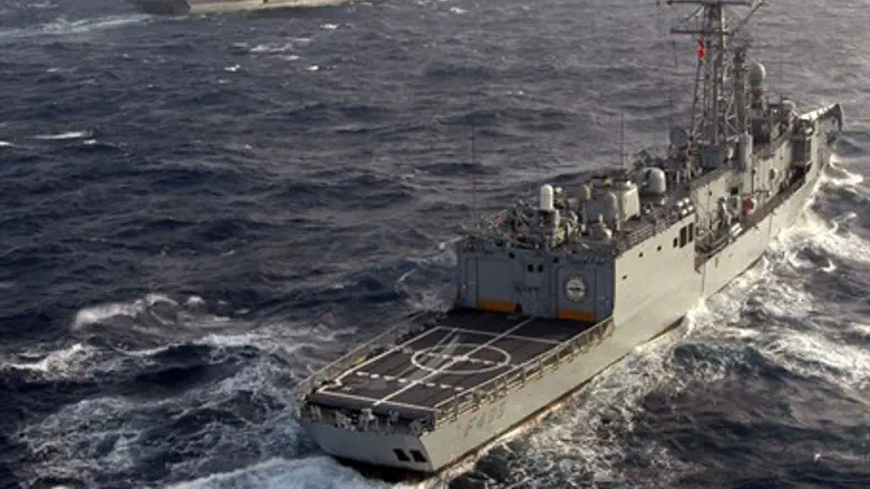 Turkish vessel (right) in an exercise