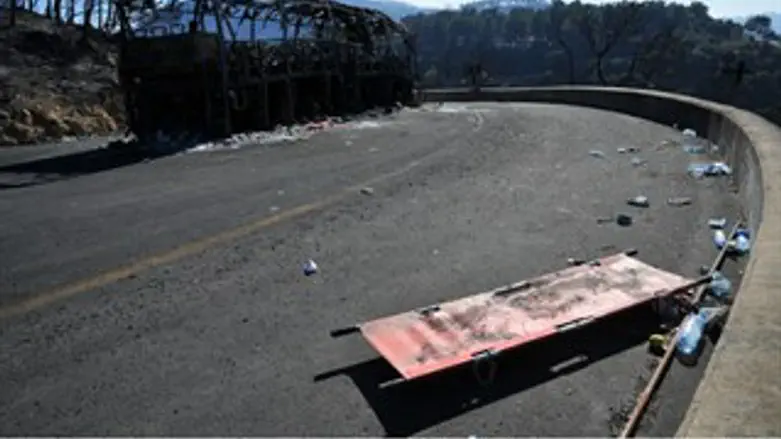 אוטובוס הצוערים בשריפה בכרמל