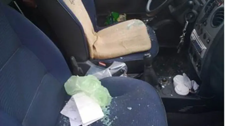 Shattered glass after rock-throwing terror