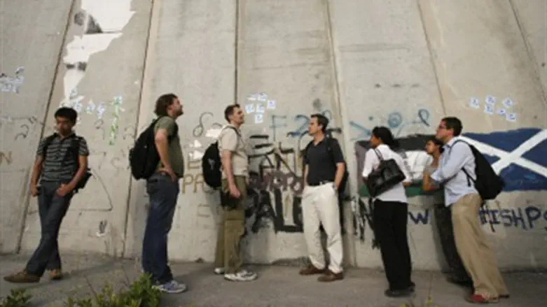 Students from Harvard at security wall