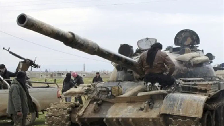 SFA Forces Inspect Captured Tank