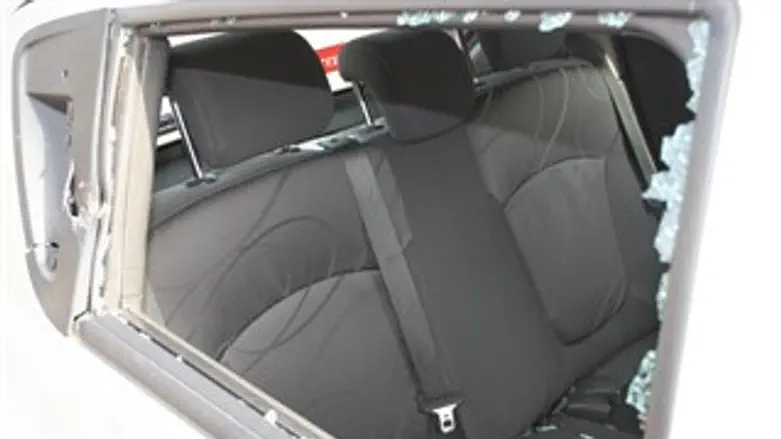 חלון מנופץ מזריקת אבנים