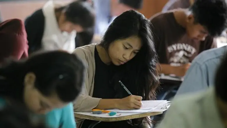 students taking exam
