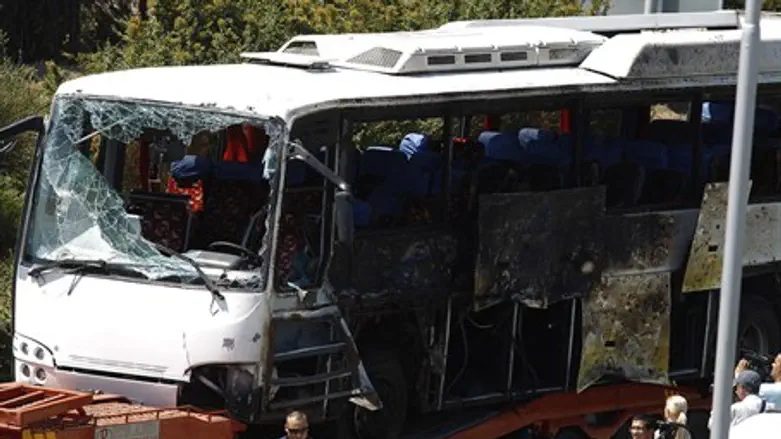 Bus that was damaged in Burgas bomb blast