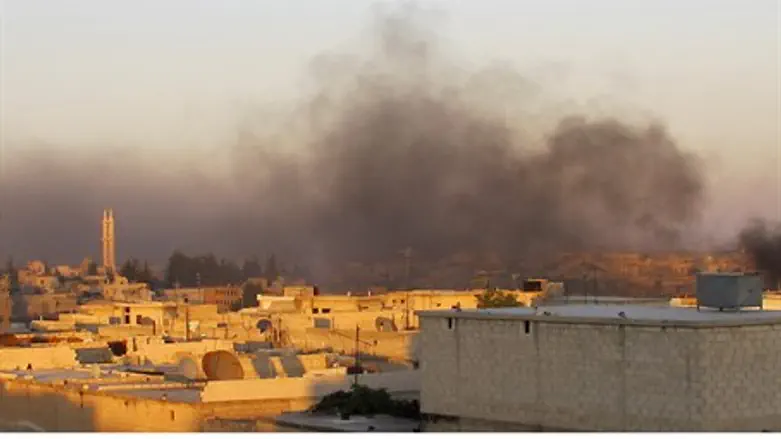 Smoke rises after government forces fire mort