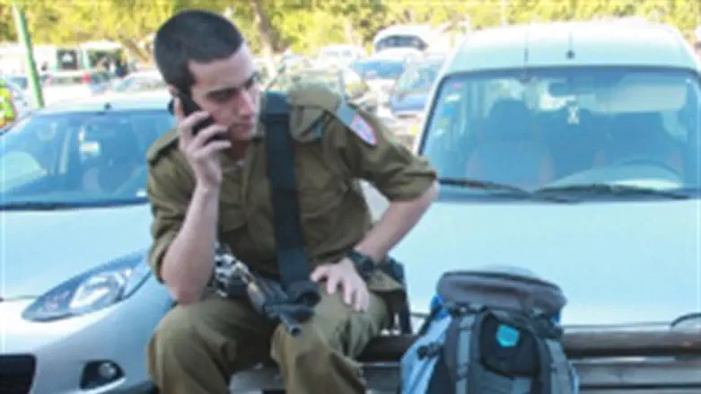 Soldier on phone (file)