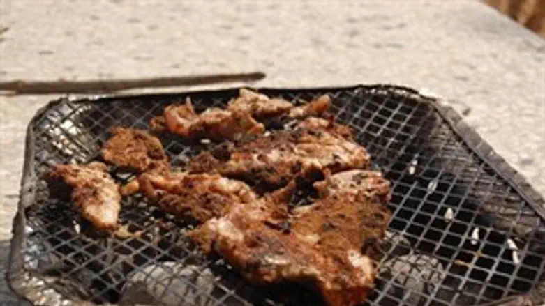 על האש מנגל בשר עוף