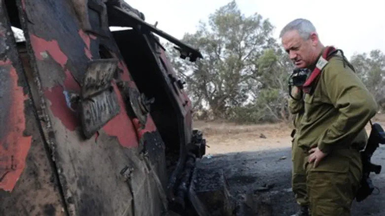 Gantz surveys bombed terrorists' APC