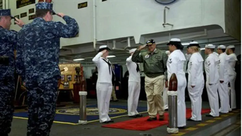 Sideboys render honors to Panetta as he arri