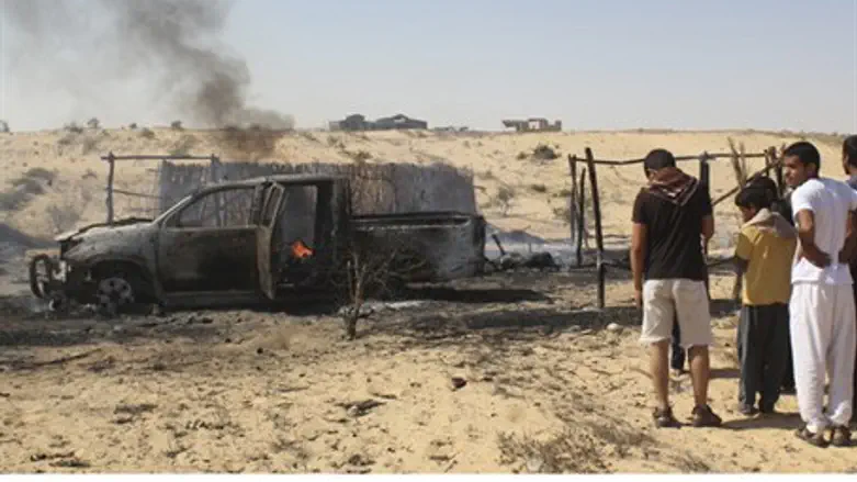 Remains of Egyptian firefight in Sinai with t