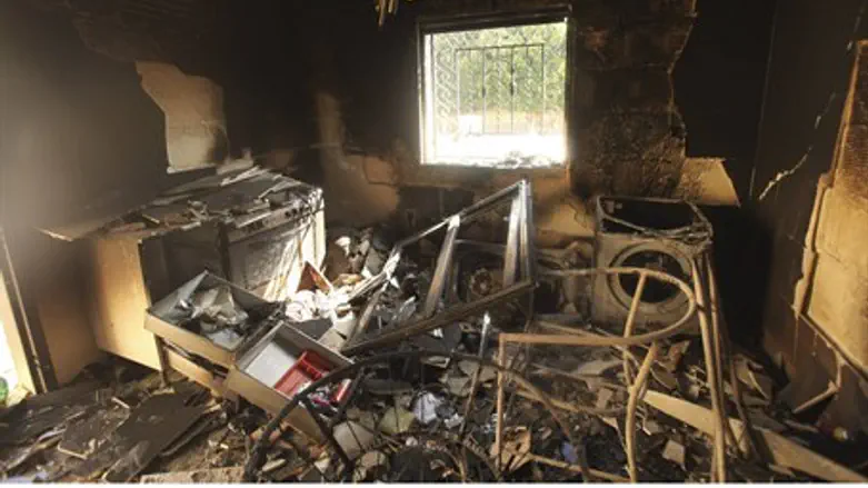An interior view of the damage at the U.S. co