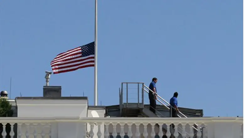 White House staff are pictured after they low