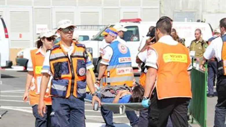 Paramedics practice evicting wounded