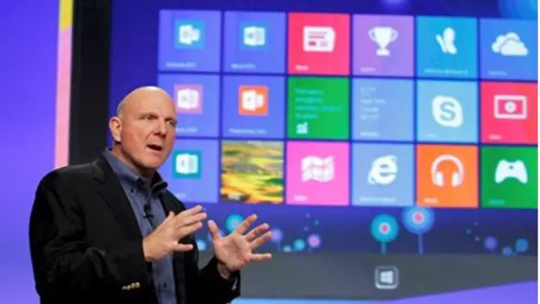 Microsoft CEO Steve Ballmer speaks at the lau