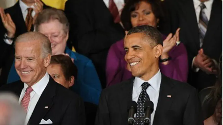 Obama and Biden in the East Room of the White
