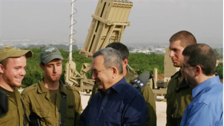 Barak with Iron Dome soldiers