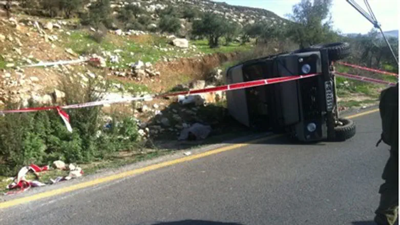 The overturned jeep