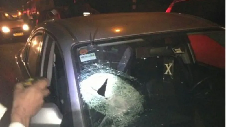 Car hit by rock