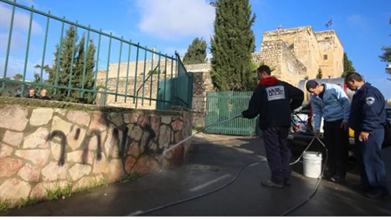 Grafitti on monastery (illustration)