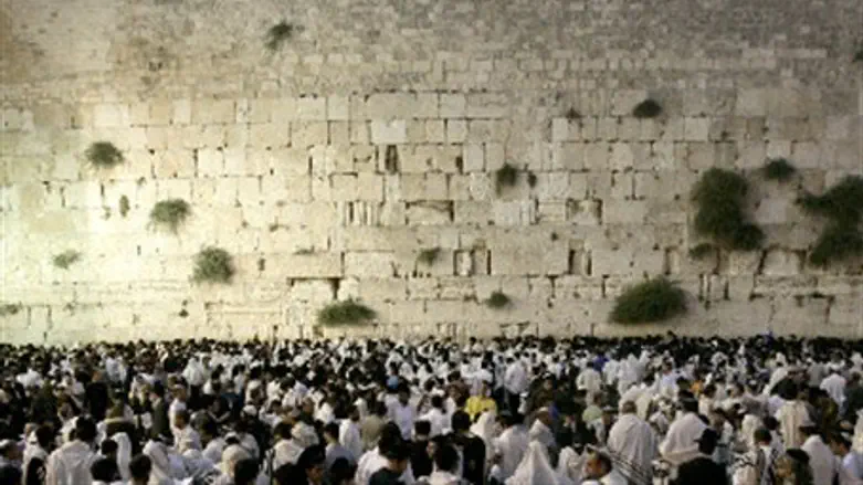 Верующие евреи у Западной Стены в день 9 Ава
