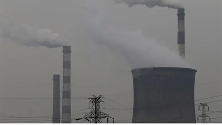 Smoking chimneys and cooling tower of a coal-