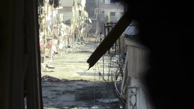 Damaged buildings in Syria