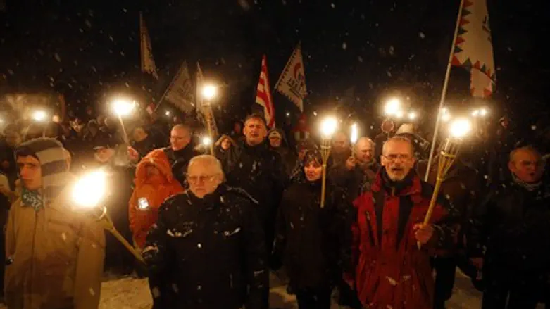 Supporters of the Hungarian far right Jobbik