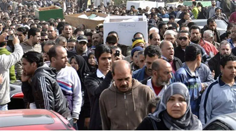 Mourners in Port Said