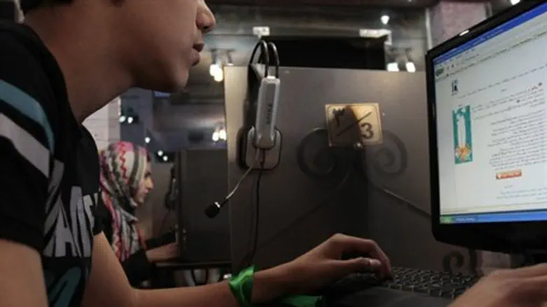 Iranian youth using a computer