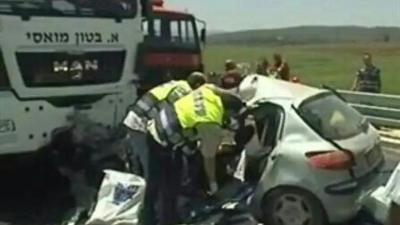 זירת התאונה בנשר