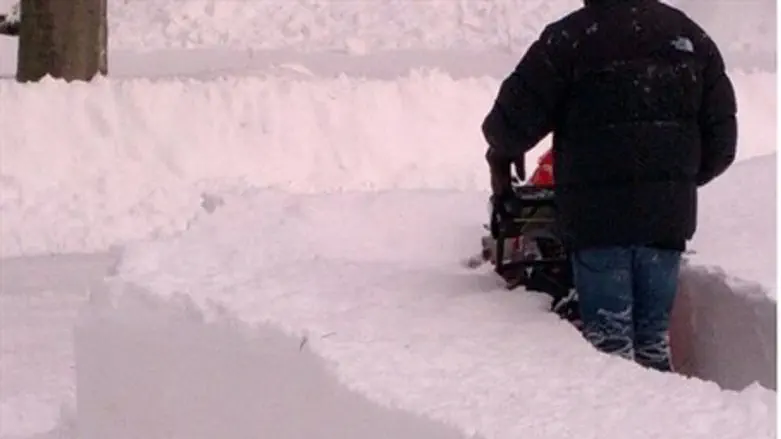 Snowblowing a path through the snow