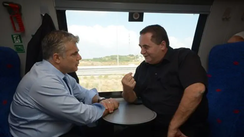 Lapid, Katz ride new TA-Ashdod train