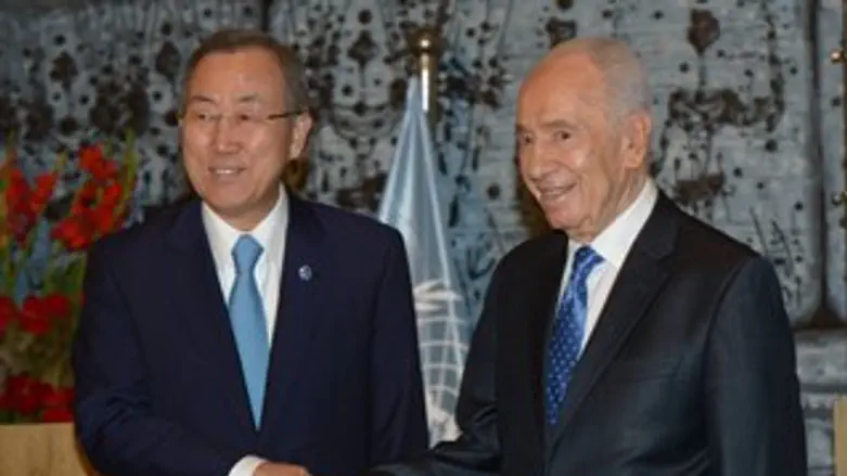 הנשיא פרס ומזכ''ל האו"ם