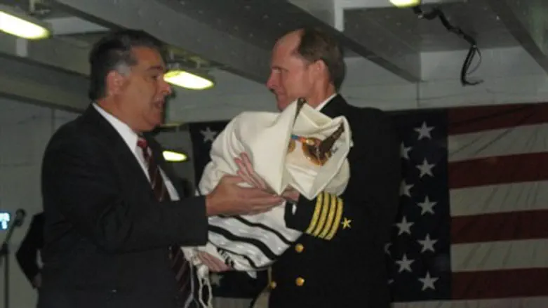 Torah Presented to Aircraft Carrier Commander