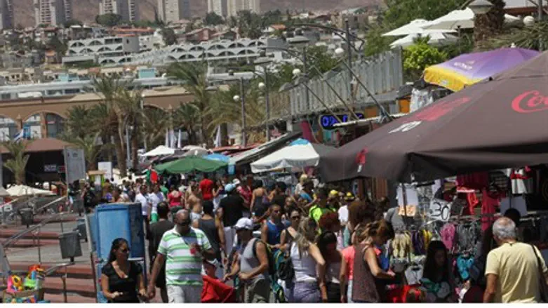 Tourists in the southern Israeli city of Eila