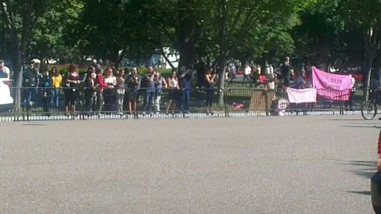 Anti-Israel protestors outside the White Hous