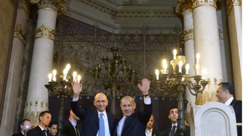 Binyamin Netanyahu with Italian PM Enrico Le