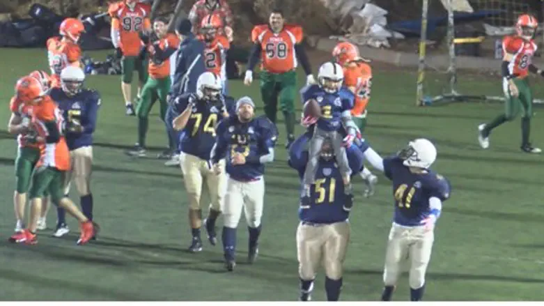 Celebration after Uriel Wang's touchdown
