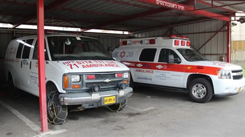 אבולנסים ערוכים לנסיעה בשלג