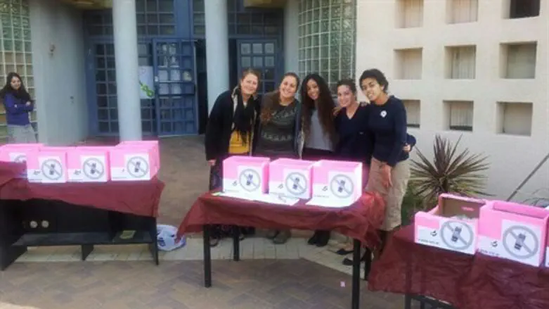 ארגזי הפלאפונים בכניסה לאולפנה