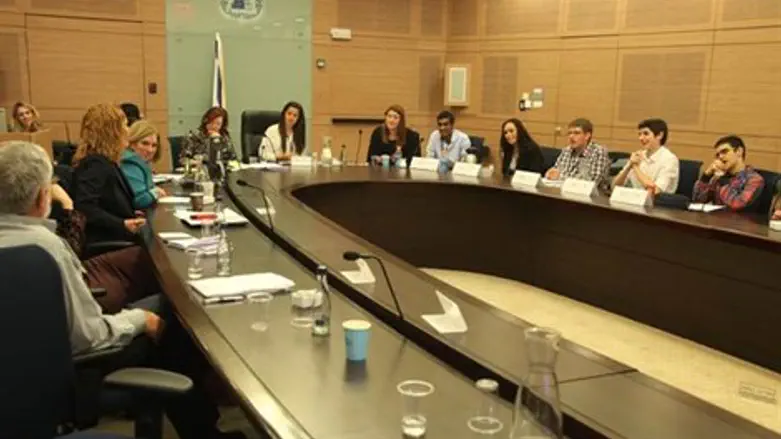 חברי מועצת התלמידים מנהלים את הדיון בועדה