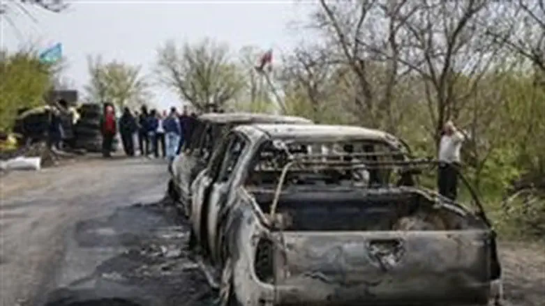 Блокпост возле Славянска после ночной перестр