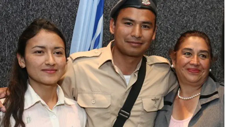 Diego Tapia with mother and sister