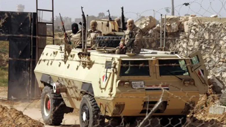 Egyptian soldiers along the border with Gaza