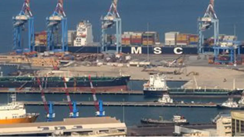 ירידה חדה ביצוא. נמל חיפה