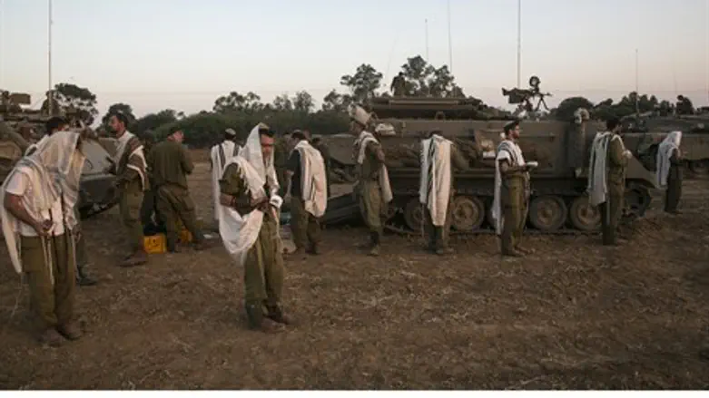 Soldiers prepare for battle.