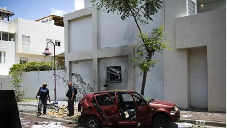 Scene of a rocket strike in Ashdod